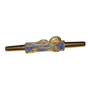 Vtg Blue Gold PLION Proto Tools Lion Wrench Pliers Ad Tie Clip Bar Tack Clasp